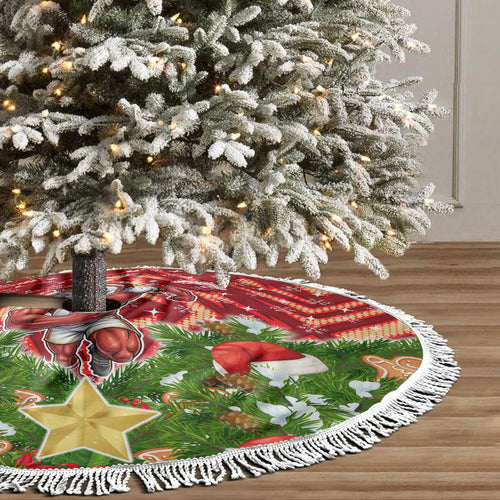 Dolphins Rugby Christmas Tree Skirt Santa Rugby Mascot - Pine Wreath Festive