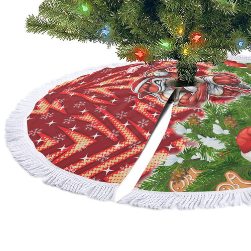 Dolphins Rugby Christmas Tree Skirt Santa Rugby Mascot - Pine Wreath Festive