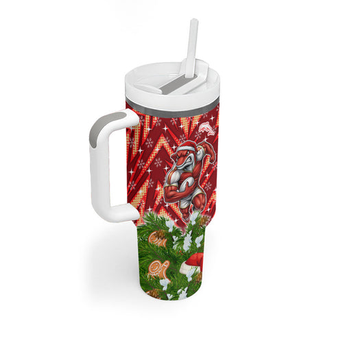 Personalised Dolphins Rugby Christmas Tumbler With Handle Santa Rugby Mascot - Pine Wreath Festive