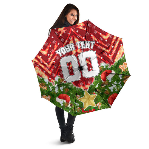Personalised Dolphins Rugby Christmas Umbrella Santa Rugby Mascot - Pine Wreath Festive