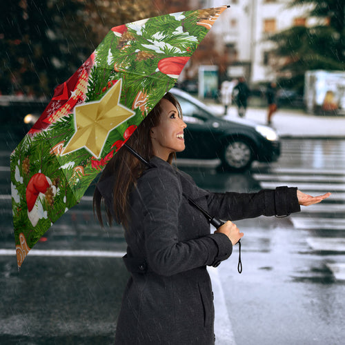 Personalised Dolphins Rugby Christmas Umbrella Santa Rugby Mascot - Pine Wreath Festive