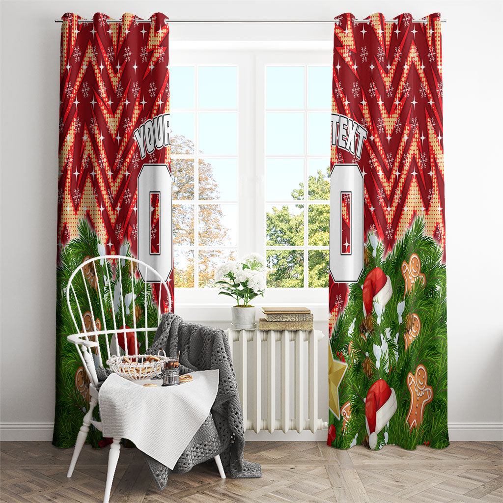 Personalised Dolphins Rugby Christmas Window Curtain Santa Rugby Mascot - Pine Wreath Festive