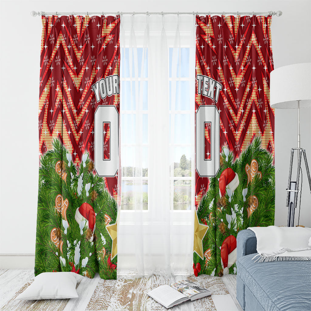 Personalised Dolphins Rugby Christmas Window Curtain Santa Rugby Mascot - Pine Wreath Festive