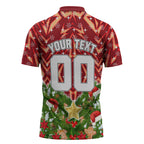 Personalised Dolphins Rugby Christmas Zipper Polo Shirt Santa Rugby Mascot - Pine Wreath Festive