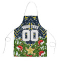 Personalised Cowboys Rugby Christmas Apron Santa Rugby Mascot - Pine Wreath Festive