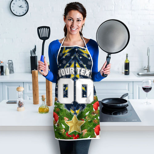 Personalised Cowboys Rugby Christmas Apron Santa Rugby Mascot - Pine Wreath Festive
