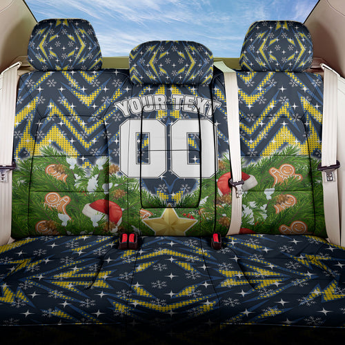 Personalised Cowboys Rugby Christmas Back Car Seat Cover Santa Rugby Mascot - Pine Wreath Festive