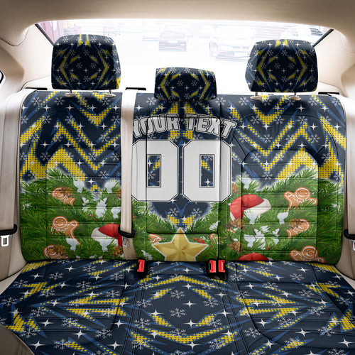 Personalised Cowboys Rugby Christmas Back Car Seat Cover Santa Rugby Mascot - Pine Wreath Festive