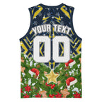 Personalised Cowboys Rugby Christmas Basketball Jersey Santa Rugby Mascot - Pine Wreath Festive