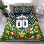 Personalised Cowboys Rugby Christmas Bedding Set Santa Rugby Mascot - Pine Wreath Festive
