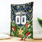 Personalised Cowboys Rugby Christmas Blanket Santa Rugby Mascot - Pine Wreath Festive
