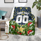 Personalised Cowboys Rugby Christmas Blanket Santa Rugby Mascot - Pine Wreath Festive