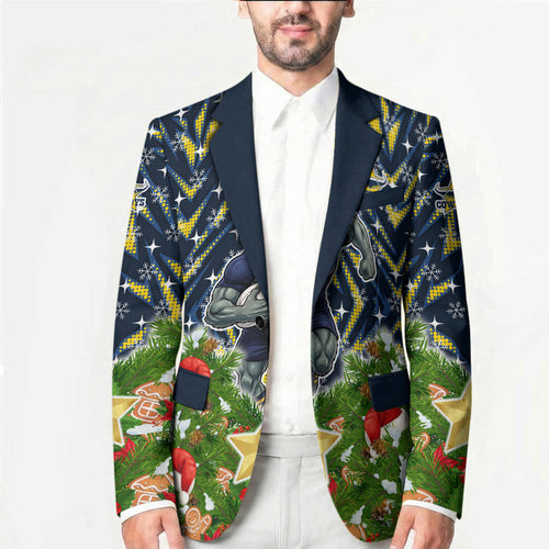 Personalised Cowboys Rugby Christmas Blazer Santa Rugby Mascot - Pine Wreath Festive