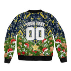 Personalised Cowboys Rugby Christmas Bomber Jacket Santa Rugby Mascot - Pine Wreath Festive