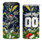 Personalised Cowboys Rugby Christmas 4 in 1 Can Cooler Tumbler Santa Rugby Mascot - Pine Wreath Festive