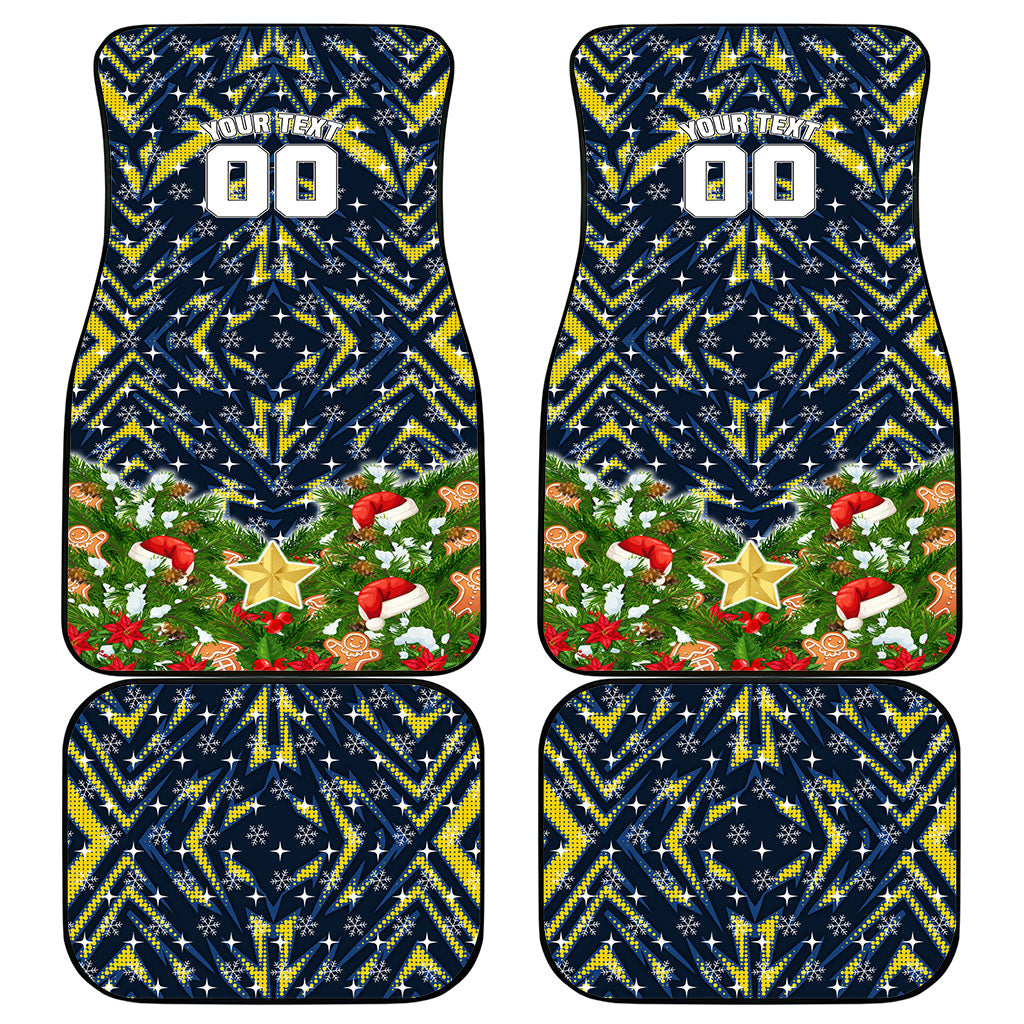 Personalised Cowboys Rugby Christmas Car Mats Santa Rugby Mascot - Pine Wreath Festive