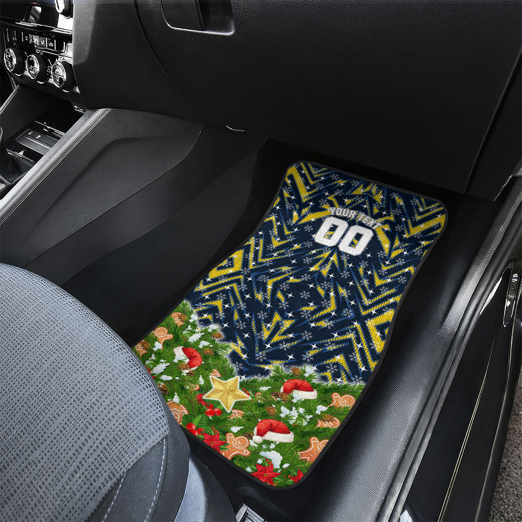 Personalised Cowboys Rugby Christmas Car Mats Santa Rugby Mascot - Pine Wreath Festive