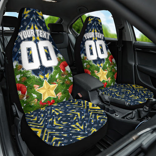 Personalised Cowboys Rugby Christmas Car Seat Cover Santa Rugby Mascot - Pine Wreath Festive