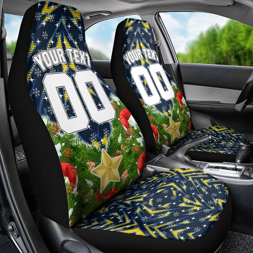 Personalised Cowboys Rugby Christmas Car Seat Cover Santa Rugby Mascot - Pine Wreath Festive