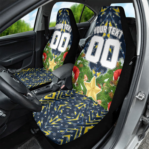 Personalised Cowboys Rugby Christmas Car Seat Cover Santa Rugby Mascot - Pine Wreath Festive