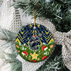 Cowboys Rugby Christmas Ceramic Ornament Santa Rugby Mascot - Pine Wreath Festive