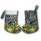 Cowboys Rugby Christmas Stocking Santa Rugby Mascot - Pine Wreath Festive