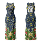 Personalised Cowboys Rugby Christmas Couples Matching Tank Maxi Dress and Hawaiian Shirt Santa Rugby Mascot - Pine Wreath Festive