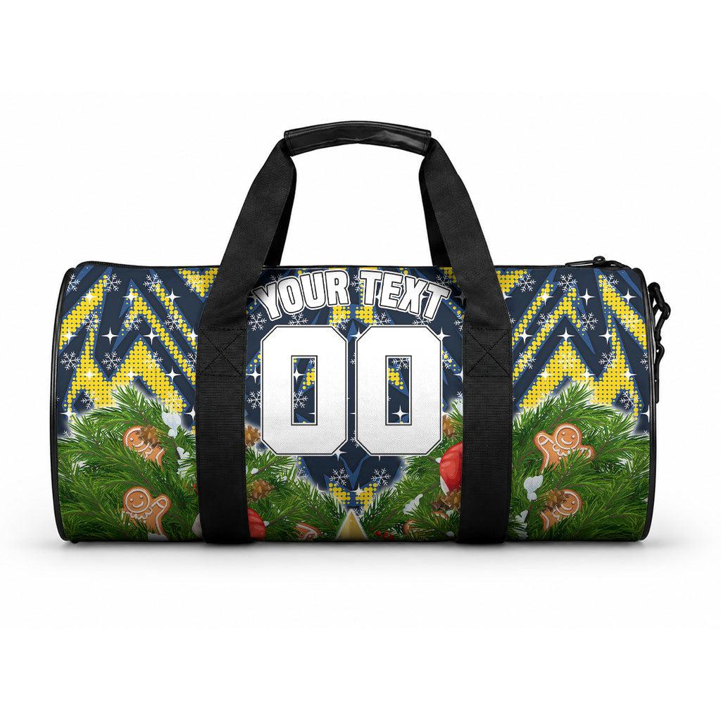 Personalised Cowboys Rugby Christmas Duffle Bag Santa Rugby Mascot - Pine Wreath Festive