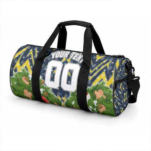 Personalised Cowboys Rugby Christmas Duffle Bag Santa Rugby Mascot - Pine Wreath Festive