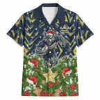 Personalised Cowboys Rugby Christmas Hawaiian Shirt Santa Rugby Mascot - Pine Wreath Festive