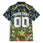 Personalised Cowboys Rugby Christmas Hawaiian Shirt Santa Rugby Mascot - Pine Wreath Festive