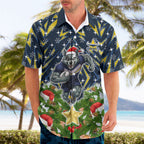 Personalised Cowboys Rugby Christmas Hawaiian Shirt Santa Rugby Mascot - Pine Wreath Festive