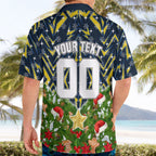 Personalised Cowboys Rugby Christmas Hawaiian Shirt Santa Rugby Mascot - Pine Wreath Festive