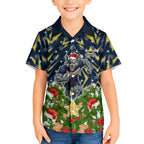 Personalised Cowboys Rugby Christmas Hawaiian Shirt Santa Rugby Mascot - Pine Wreath Festive