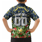 Personalised Cowboys Rugby Christmas Hawaiian Shirt Santa Rugby Mascot - Pine Wreath Festive