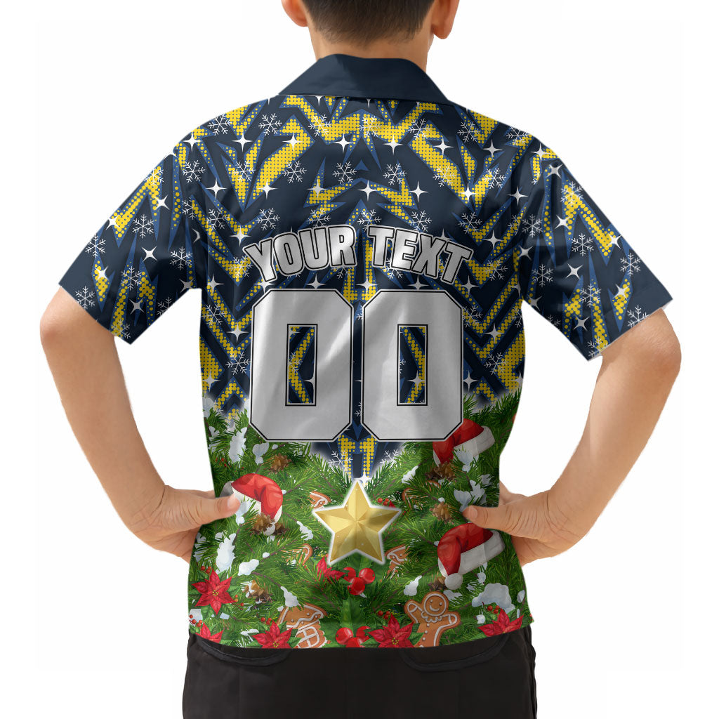 Personalised Cowboys Rugby Christmas Hawaiian Shirt Santa Rugby Mascot - Pine Wreath Festive