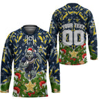 Personalised Cowboys Rugby Christmas Hockey Jersey Santa Rugby Mascot - Pine Wreath Festive