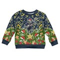 Personalised Cowboys Rugby Christmas Kid Ugly Christmas Sweater Santa Rugby Mascot - Pine Wreath Festive