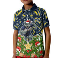 Personalised Cowboys Rugby Christmas Kid Polo Shirt Santa Rugby Mascot - Pine Wreath Festive