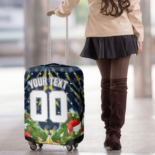 Personalised Cowboys Rugby Christmas Luggage Cover Santa Rugby Mascot - Pine Wreath Festive