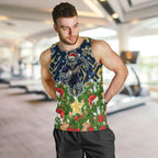 Personalised Cowboys Rugby Christmas Men Tank Top Santa Rugby Mascot - Pine Wreath Festive