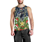 Personalised Cowboys Rugby Christmas Men Tank Top Santa Rugby Mascot - Pine Wreath Festive