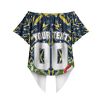 Personalised Cowboys Rugby Christmas Off Shoulder Wrap Waist Top Santa Rugby Mascot - Pine Wreath Festive