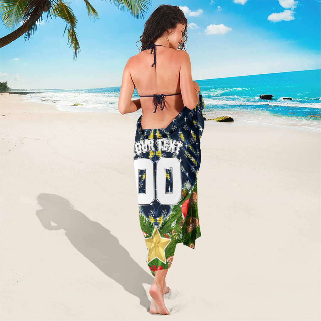 Personalised Cowboys Rugby Christmas Sarong Santa Rugby Mascot - Pine Wreath Festive