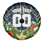 Personalised Cowboys Rugby Christmas Spare Tire Cover Santa Rugby Mascot - Pine Wreath Festive
