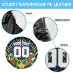 Personalised Cowboys Rugby Christmas Spare Tire Cover Santa Rugby Mascot - Pine Wreath Festive