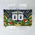 Personalised Cowboys Rugby Christmas Tablecloth Santa Rugby Mascot - Pine Wreath Festive