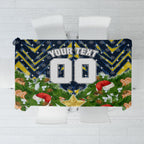 Personalised Cowboys Rugby Christmas Tablecloth Santa Rugby Mascot - Pine Wreath Festive