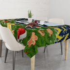Personalised Cowboys Rugby Christmas Tablecloth Santa Rugby Mascot - Pine Wreath Festive
