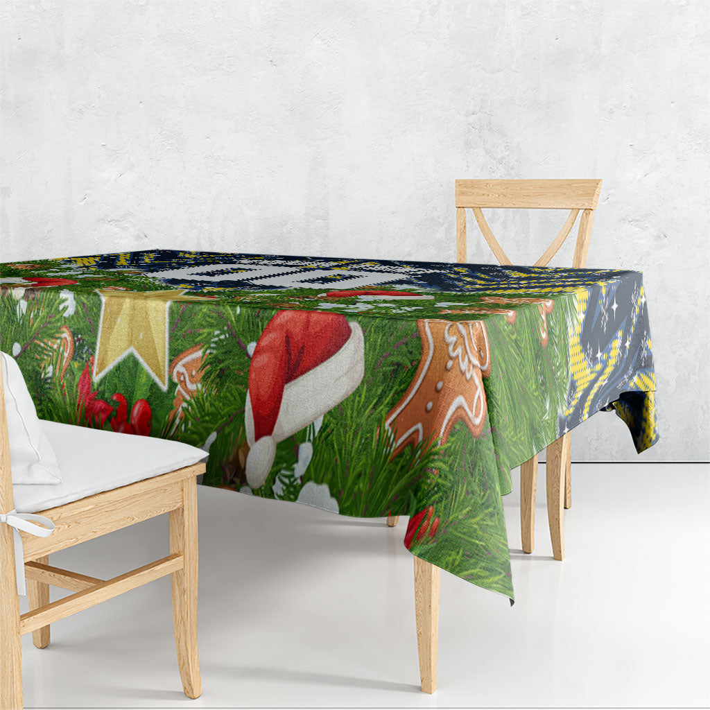 Personalised Cowboys Rugby Christmas Tablecloth Santa Rugby Mascot - Pine Wreath Festive